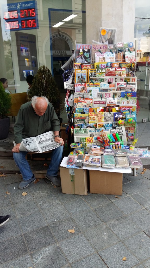 Curbside magazine vendor, Kutaisi.