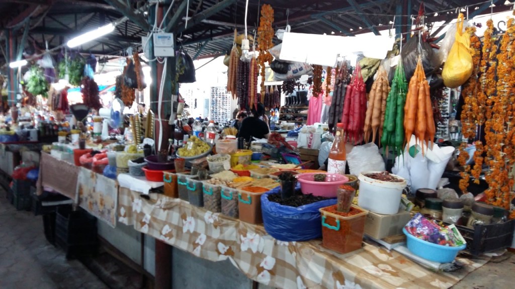 Vendor of spices and churchkhela, Green Bazaar