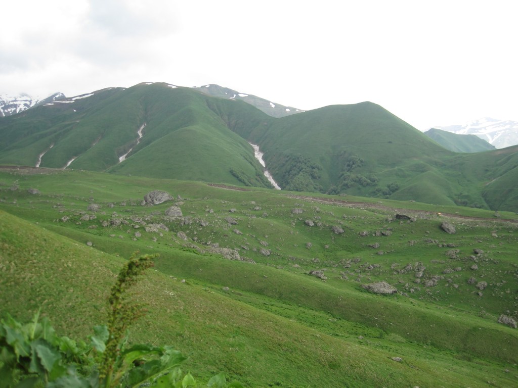 Valley filled with erratic boulders above Roshka, Georgia